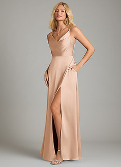 Azazie Sarella Bridesmaid Dresses English Rose A-Line Pleated Stretch Satin Dress image5