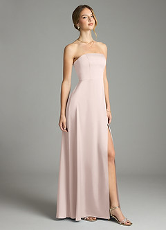 Azazie Wren Bridesmaid Dresses Blushing Pink A-Line Strapless Stretch Satin Convertible Dress image1
