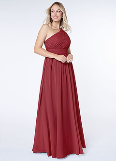 Azazie Molly Final Sale Dusty Blue A-Line One Shoulder Chiffon Dress image5