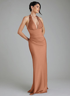 Azazie Torrance Brautjungfernkleider Meerjungfrau-Linie Korsett Stretch-Satin Kleid Bronzer image1