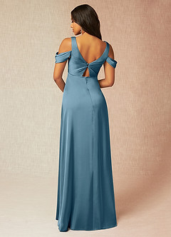 Azazie Rhea Maternity Bridesmaid Dresses A-Line Off-The-Shouler Pleated Stretch Satin Floor-Length Dress image2