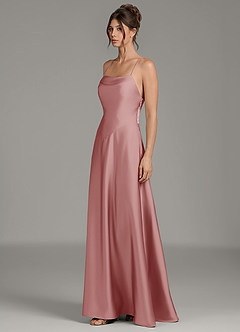 Azazie Eris Bridesmaid Dresses Dusty Rose A-Line Pleated Stretch Satin Dress image4