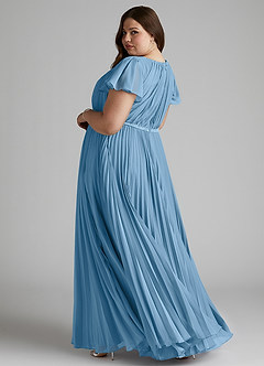 Azazie Kara Modest Bridesmaid Dresses A-Line Pleated Chiffon Floor-Length Dress image11