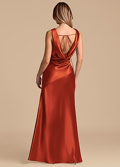 Azazie Rylina Brautjungfernkleider Meerjungfrau-Linie Metallischer Satin Kleid Paprika image6