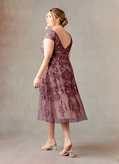 Azazie Sanna Moeder van de bruid jurken A-Lijn Jurk van Tule Scoop kant Vintage Mauve Champagne image10