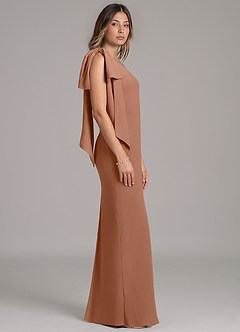 Azazie Capri Bridesmaid Dresses Bronzer A-Line One Shoulder Chiffon Dress image3