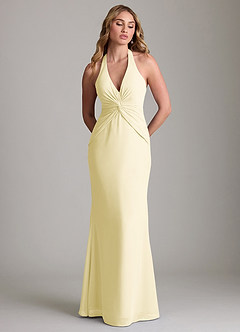 Azazie Valerie Bridesmaid Dresses Lemon Sorbet Mermaid Pleated Chiffon Dress image3