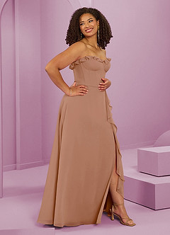Barbie ♥ Azazie Bridesmaid Dresses Champagne Rose A-Line Sweetheart Neckline Chiffon Dress image12