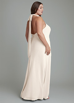 Azazie Velli Bridesmaid Dresses White Alabaster Mermaid High Neck Chiffon Dress image13