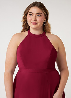Azazie Clarice Bridesmaid Dresses Burgundy A-Line Halter Chiffon Dress image13