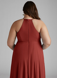 Azazie Annabelle Brautjungfernkleider für Schwangere A-Linie V-Hals Gefaltet Gittergewebe Bodenlänge Kleid image10