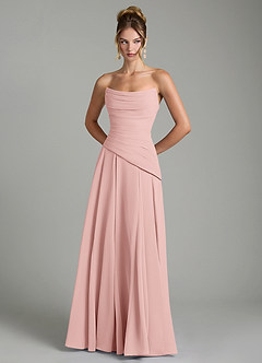 Azazie Gabriela Robes de demoiselle d'honneur Robe Trapèze en Mousseline de soie Corset Rose Poudré image7