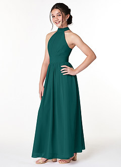 Azazie Iman Junior Peacock A-Line Pleated Chiffon Dress image3