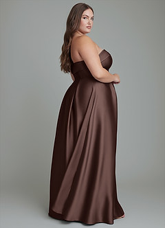 Azazie Lucienne Bridesmaid Dresses Ganache A-Line Strapless Stretch Satin Convertible Dress image15