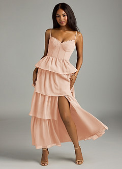 Azazie Kaiden Bridesmaid Dresses English Rose A-Line Sweetheart Neckline Chiffon Dress image5