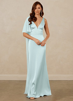 Christian Siriano Bridal for Azazie 1011 Bridesmaid Dresses Sea Glass Mermaid Bow Stretch Satin Dress image3