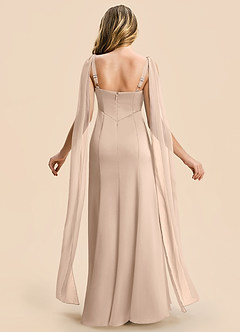 Azazie Chelsea Junior English Rose Sheath Pleated Stretch Satin Dress image2