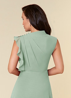 Azazie Narine Mother of the Bride Dresses Agave A-Line High Neckline Pleated Chiffon Dress image9