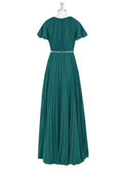 Azazie Kara Modest Bridesmaid Dresses A-Line Pleated Chiffon Floor-Length Dress image8