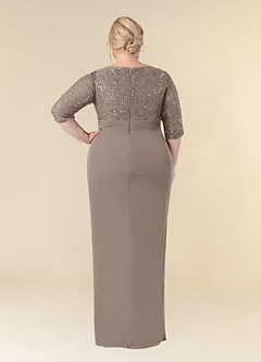 Azazie Macie Mother of the Bride Dresses Taupe Sheath Scoop Sequins Lace Dress image8