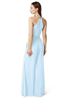 Azazie Kenzi Bridesmaid Dresses Sky Blue Pleated Chiffon Jumpsuit image4