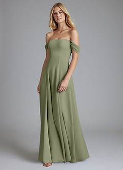 Azazie Seriana Final Sale Black A-Line Off the Shoulder Chiffon Dress image1