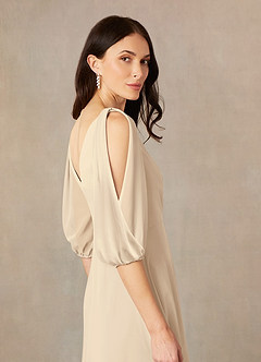 Azazie Bronwyn Kleider für die Brautmutter A-Linie V-Hals Gerüscht Chiffon Kleid Champagner image5