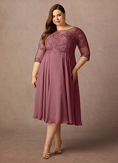 Azazie Marge Kleider für die Brautmutter A-Linie Schaufel Spitze Chiffon Kleid Wüstenrose image6