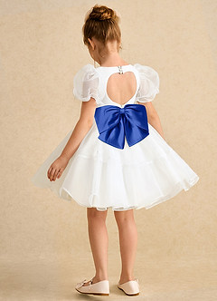 Azazie Debbie vestidos de niña de las flores Vestido de Marfil Azul Real de Organza de Princesa con Escote de Corazón image9