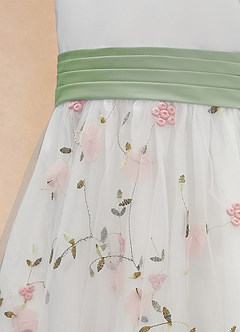 Azazie Pollie Flower Girl Dresses Blushing Pink Dusty Sage A-Line Bow Tulle Dress image14