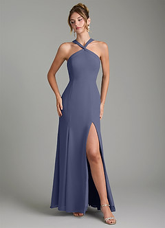 Azazie Rue Bridesmaid Dresses Stormy A-Line Halter Chiffon Dress image4