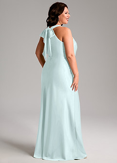 Azazie Doretta Bridesmaid Dresses Sea Glass Mermaid Pleated Stretch Satin Dress image9