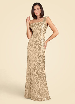 Azazie Odessia Mother of the Bride Dresses Champagne A-Line Sequins Lace Dress image2