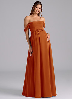 Azazie Saige Brautjungfernkleider für Schwangere A-Linie Plissee Chiffon Bodenlänge Kleid image3