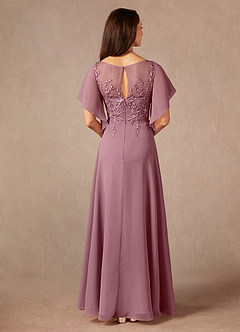 Azazie Faviola Mother of the Bride Dresses Vintage Mauve A-Line Boatneck sequins Chiffon Dress image2