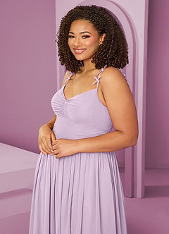 Barbie ♥ Azazie Robes de demoiselle d'honneur Robe Trapèze en Mousseline de soie Plissée Frostiges Flieder image14