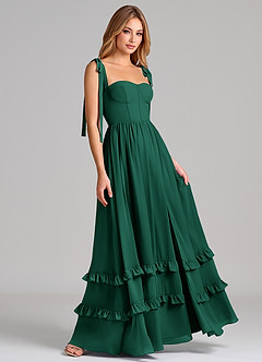 Azazie Anastacia Bridesmaid Dresses Emerald A-Line Sweetheart Neckline Chiffon Dress image4
