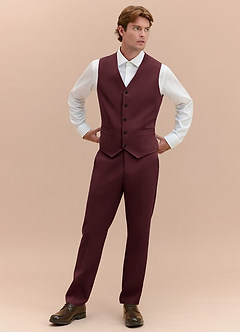 front James Cabernet Structured Stretch Suit Vest