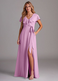 Azazie Lainey Bridesmaid Dresses Candy Pink A-Line with Pockets Chiffon Dress image7