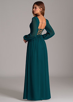 Azazie Maree Abiti da Damigella Abito A-Line in Chiffon Corsetto Pino image2