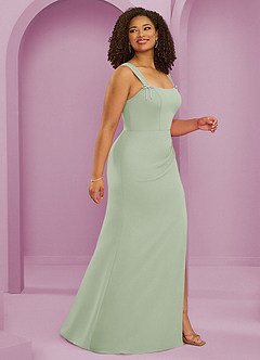 Barbie ♥ Azazie Jurken voor bruidsmeisjes Jurk van Chiffon met Zeemeermin Geplooid Stoffige Salie image4