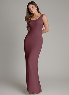 Azazie Hadley Bridesmaid Dresses Sangria Mermaid Pleated Chiffon Dress image3
