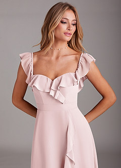 Azazie Lyra Bridesmaid Dresses Blushing Pink A-Line Chiffon Convertible Dress image10