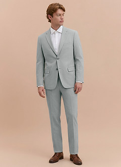 front Miles Light Grey Seersucker Trousers Suit