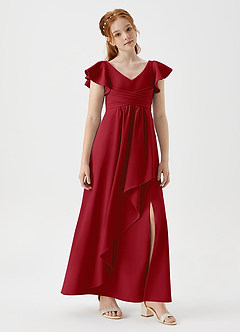 Azazie Omari Junior Klänning av A-Line i Stretch crepe Plisserad image3