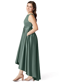 Azazie Inaya Junior A-Linie Gürtel/Schärpe Stretch-Satin Kleid Seemoos image4