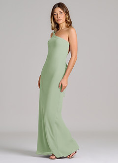 Azazie Monroe 신부 들러리 드레스 쉬스 한쪽 어깨 쉬폰 바닥 길이 드레스 image4