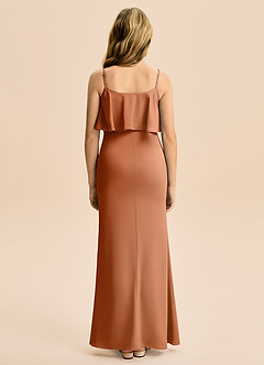 Azazie Galene Junior Syrena Satyna elastyczna Długość podłogi Młodsza druhna Sukienka image2