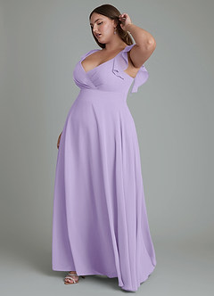 Azazie Leilani Bridesmaid Dresses Lilac A-Line Pleated Chiffon Dress image10