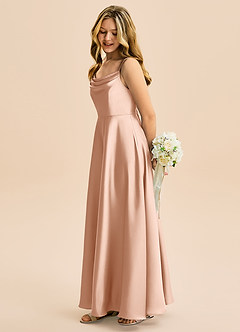 Azazie Isolde Junior Linia A Pofałdowany Satyna elastyczna Długość podłogi Młodsza druhna Sukienka image3